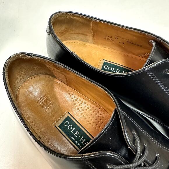 VERY GOOD Cole Haan Derby Blucher Cap Toe Black Calf Made in Maine USA 11.5 - Picture 8 of 12